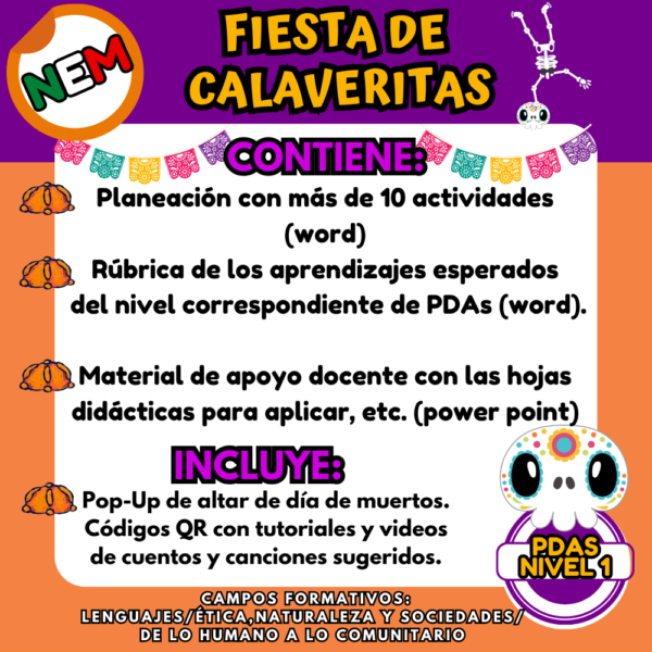 FIESTA DE CALAVERITAS PDAS NIVEL 1