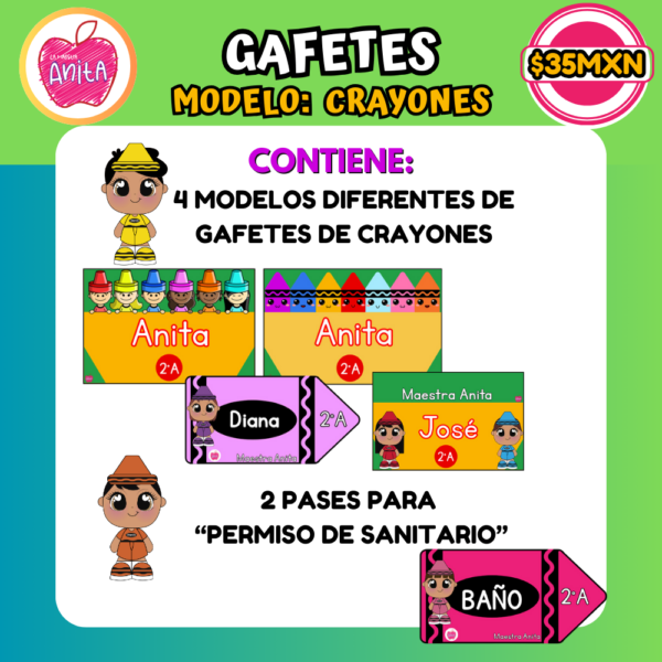 GAFETES CRAYONES (4 MODELOS)